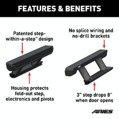ARIES 3047923 ActionTrac 83.6" Powered Running Boards, Select Ford Ranger