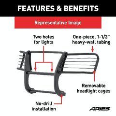 ARIES 5060 Black Steel Grille Guard, Select Ram 1500