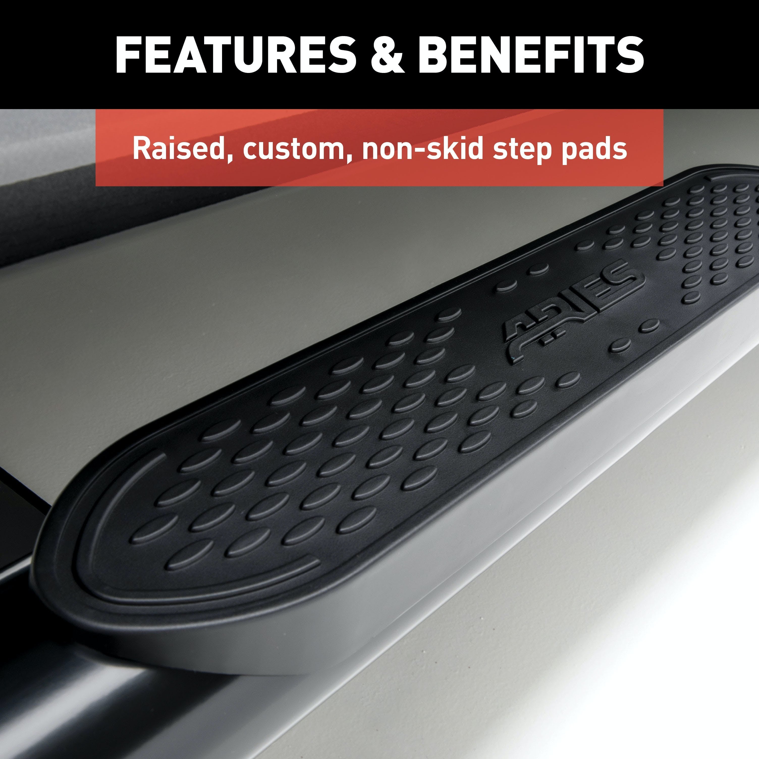 ARIES S224053 4" Black Steel Oval Side Bars, Select Silverado, Sierra 1500, 2500, 3500 Crew