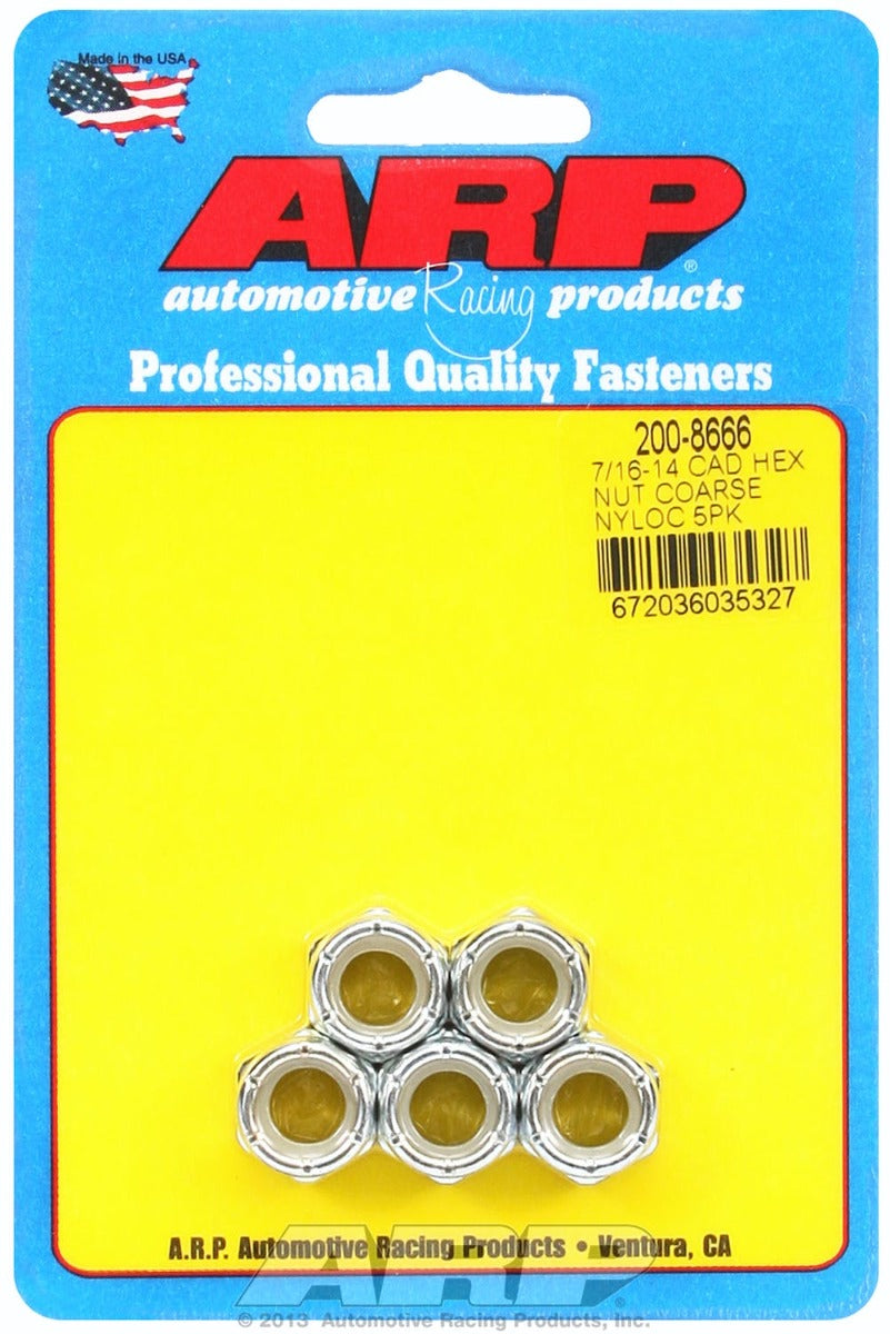 ARP 200-8666 7/16-14 Cad Coarse Nyloc Hex Nut Kit