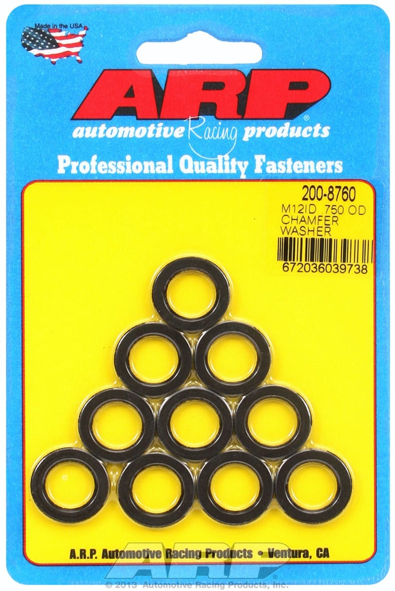 ARP 200-8760 M12 ID .750 OD Chamfer Black Washer Kit