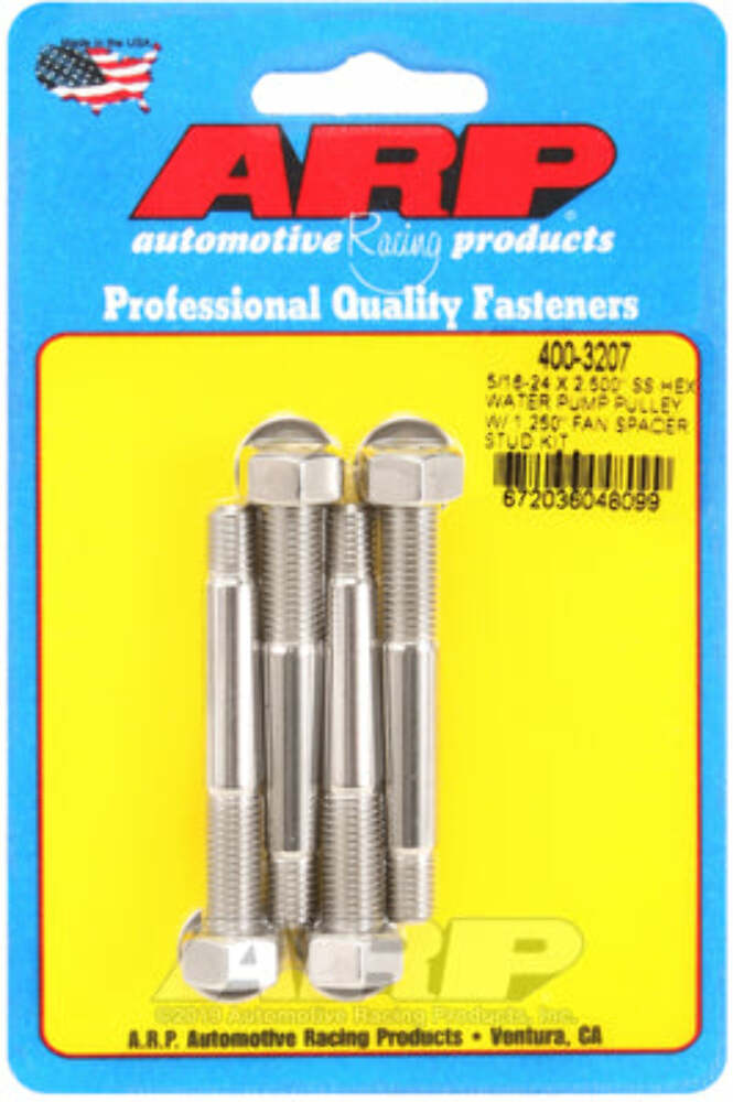 ARP 400-3207 SS hex water pump pulley w/ 1.250 fan spacer stud kit