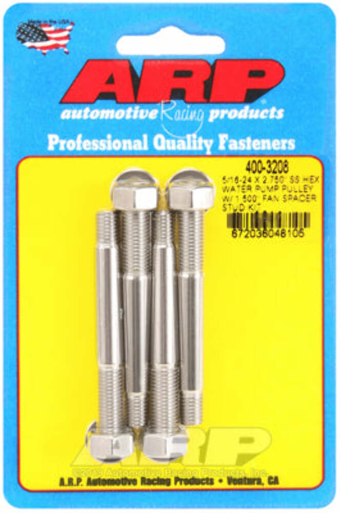 ARP 400-3208 SS hex water pump pulley w/ 1.500 fan spacer stud kit