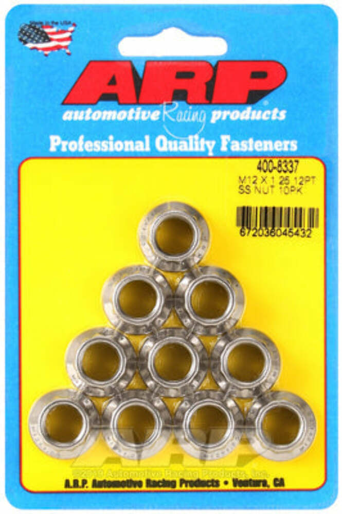 ARP 400-8337 M12 X 1.25 (M14 wr) SS 12pt nut kit
