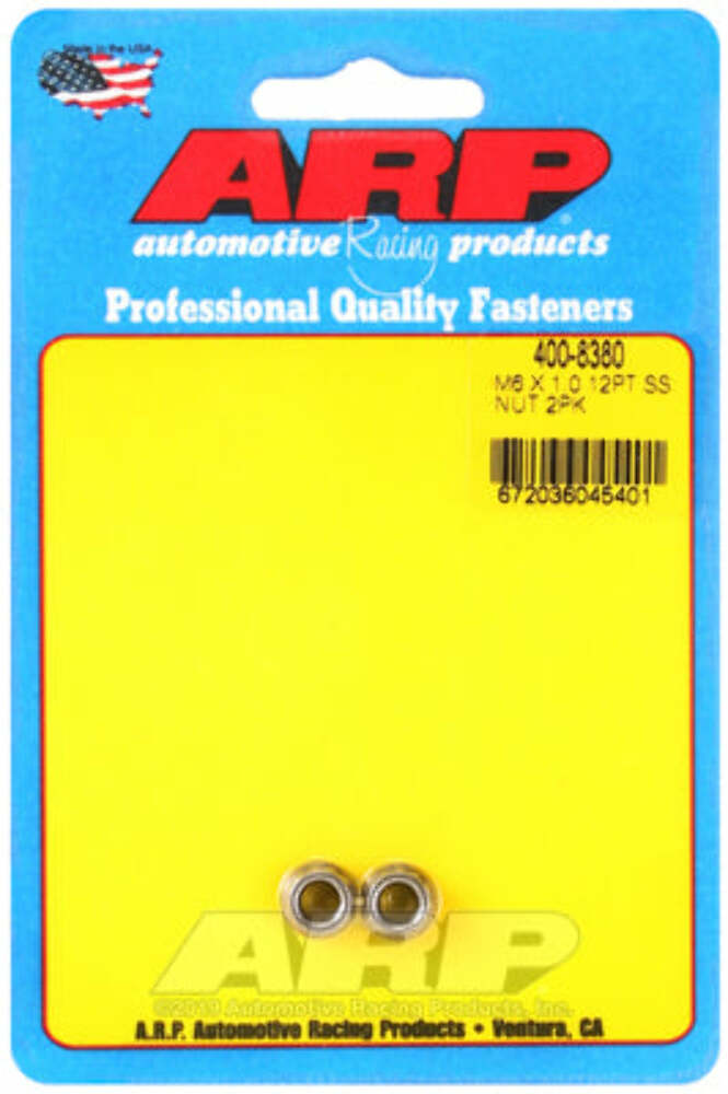 ARP 400-8380 M6 X 1.00 (M8 wr) SS 12pt nut kit