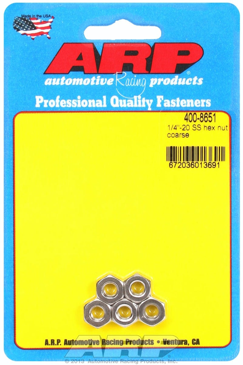 ARP 400-8651 1/4-20 SS coarse hex nut kit