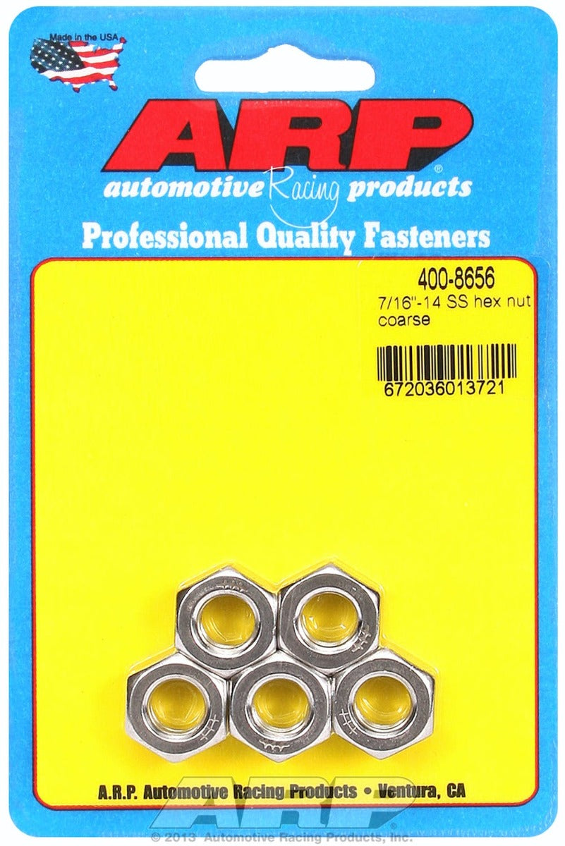 ARP 400-8656 7/16-14 SS coarse hex nut kit