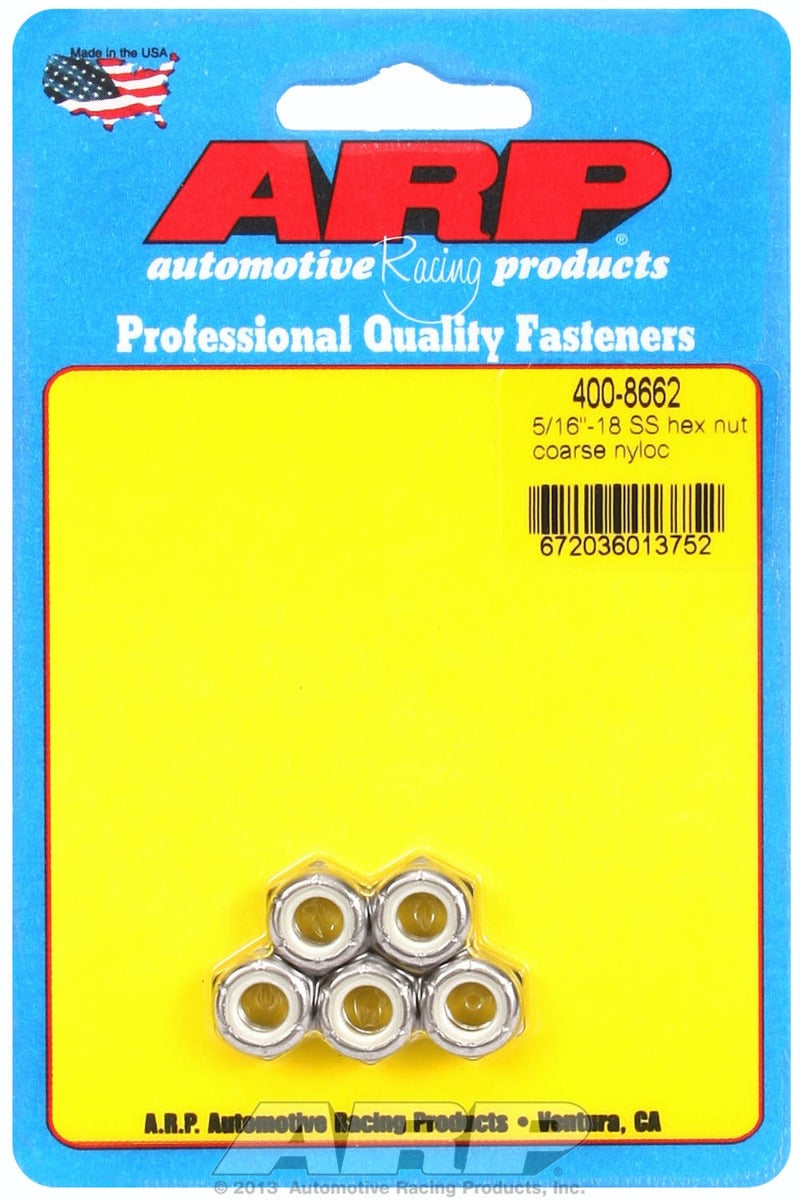 ARP 400-8662 5/16-18 SS coarse nyloc hex nut kit