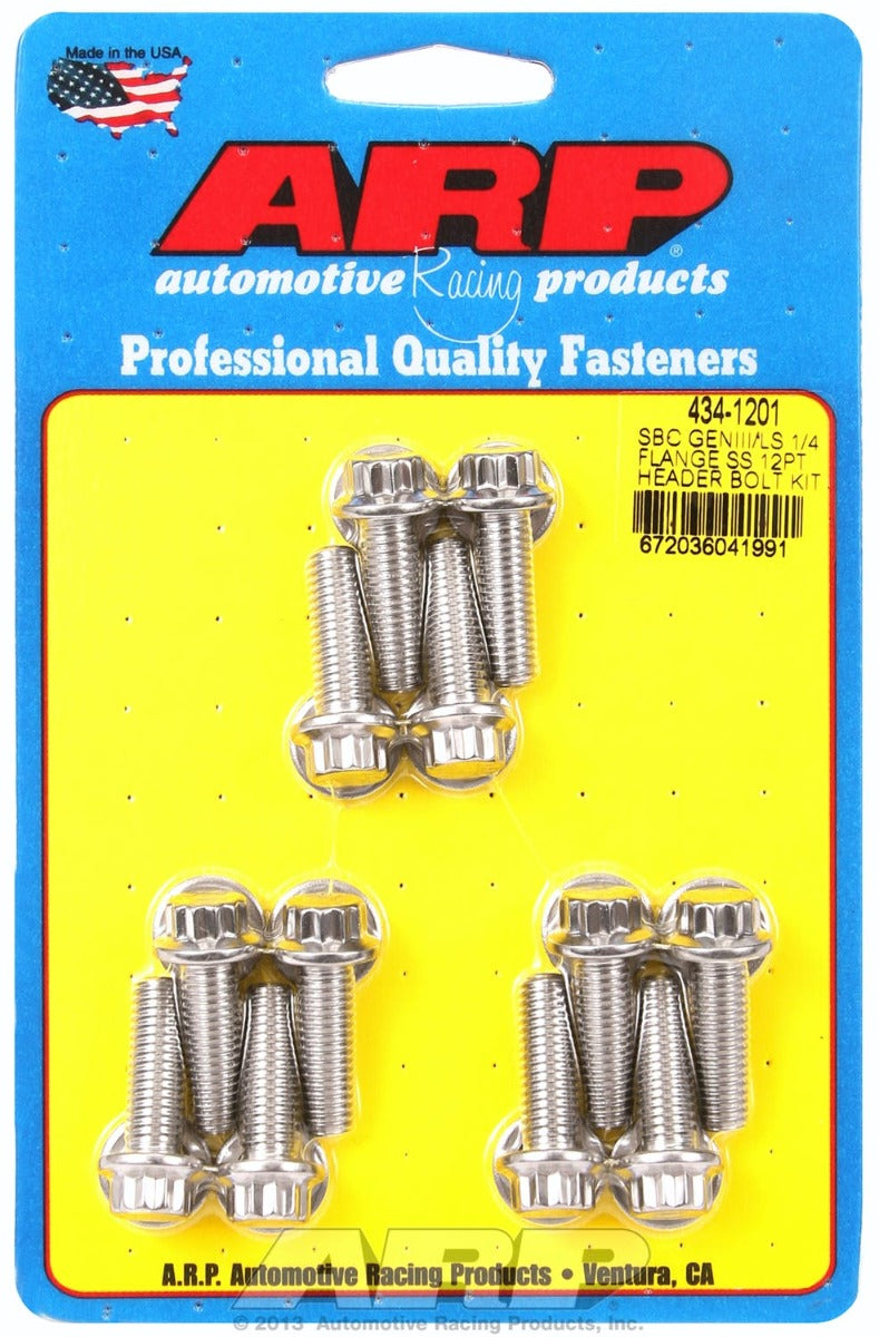 ARP 434-1201 1/4 flange Stainless Steel 12pt header bolt kit