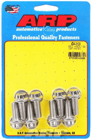ARP 434-3103 4-bolt Stainless Steel 12pt motor mount bolt kit