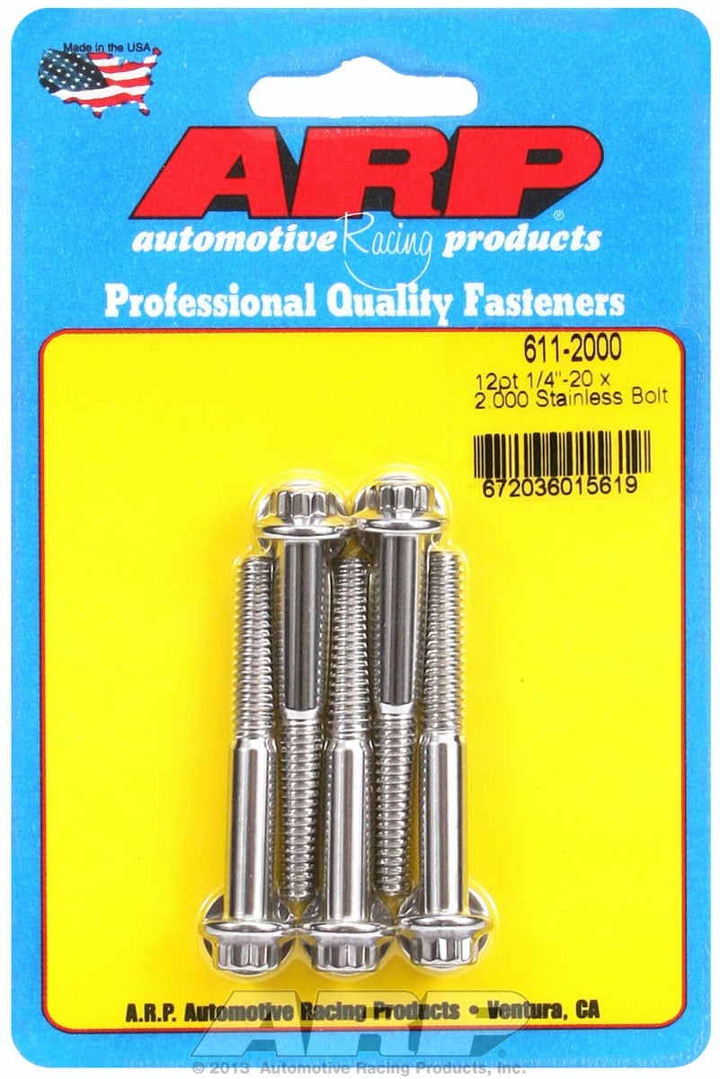 ARP 611-2000 1/4-20 x 2.000 12pt SS bolts