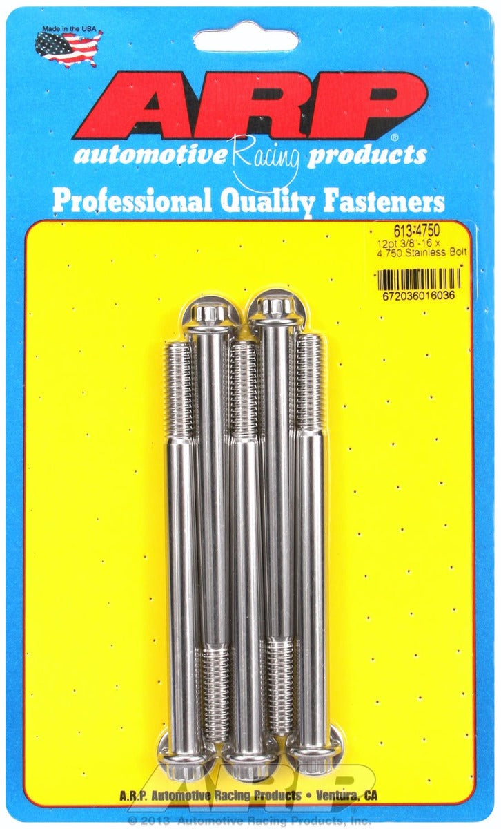 ARP 613-4750 3/8-16 x 4.750 12pt SS bolts
