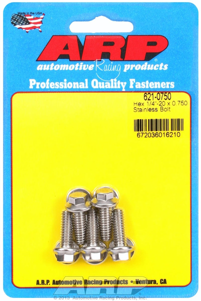 ARP 621-0750 1/4-20 x 0.750 hex SS bolts