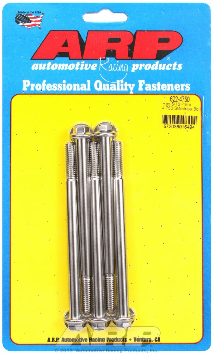 ARP 622-4750 5/16-18 x 4.750 hex SS bolts