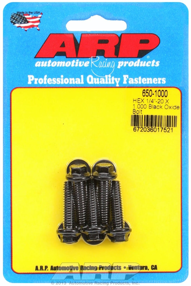 ARP 650-1000 1/4-20 X 1.000 hex black oxide bolts