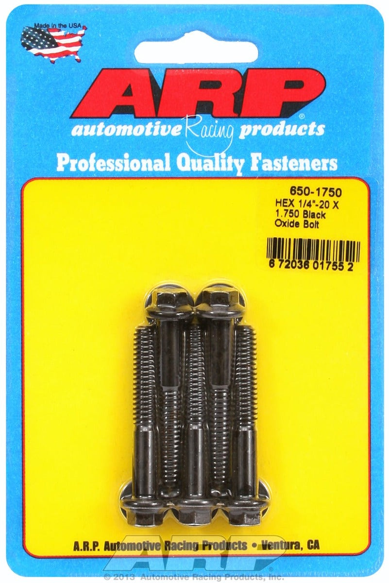 ARP 650-1750 1/4-20 X 1.750 hex black oxide bolts