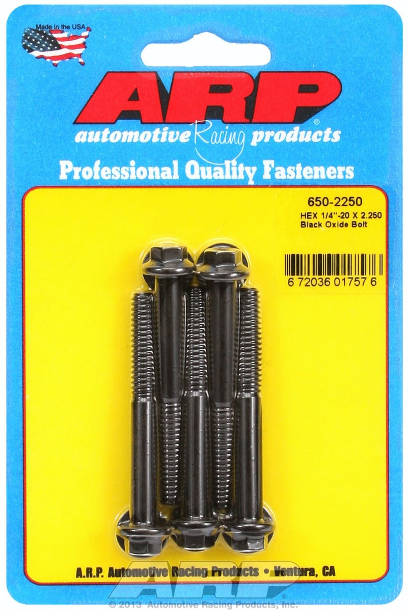 ARP 650-2250 1/4-20 X 2.250 hex black oxide bolts
