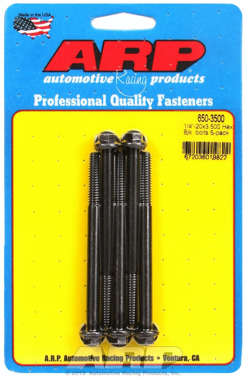ARP 650-3500 1/4-20 X 3.500 hex black oxide bolts