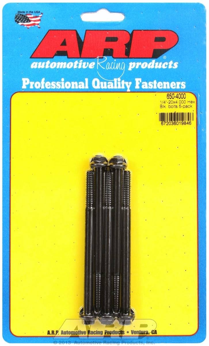 ARP 650-4000 1/4-20 X 4.000 hex black oxide bolts