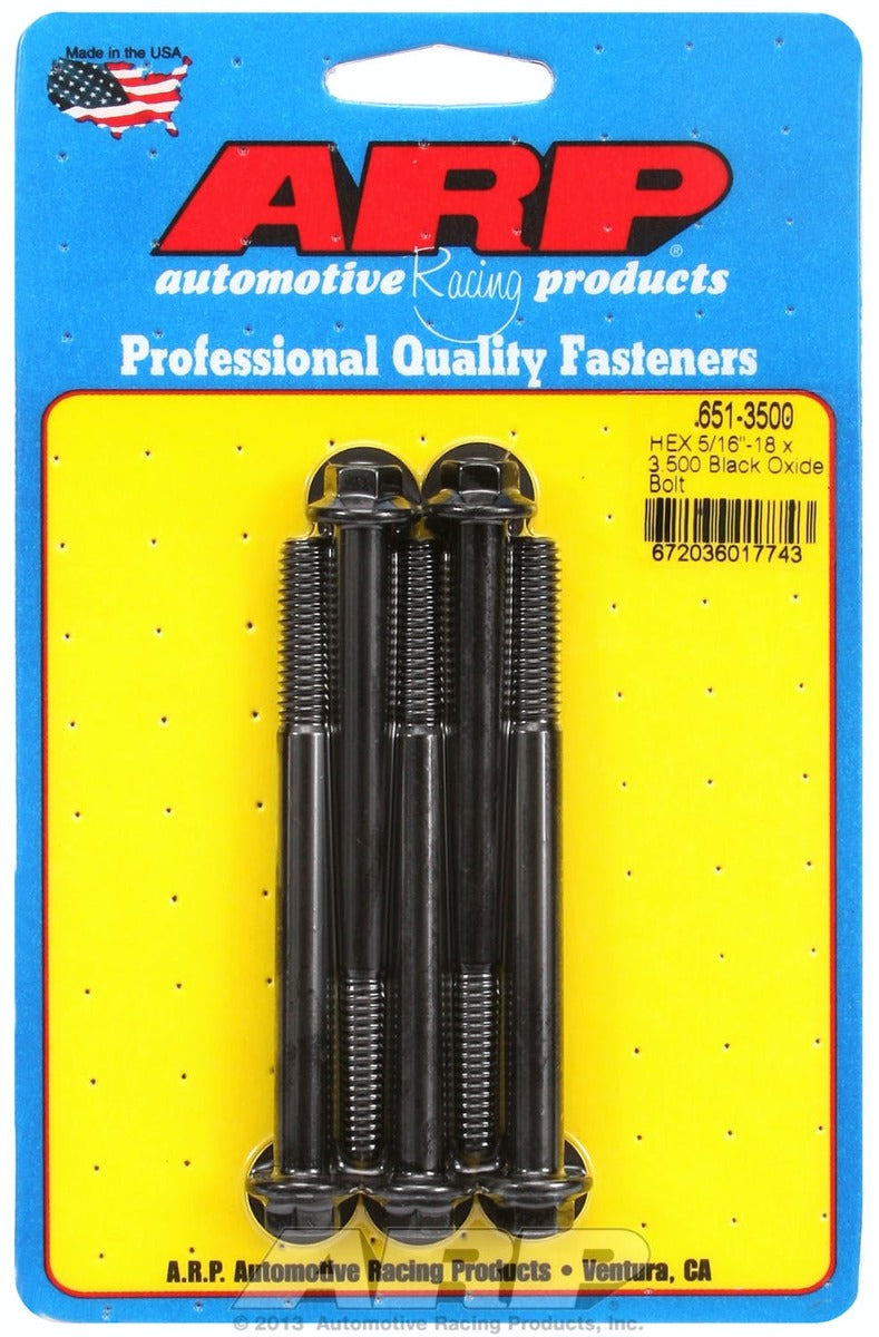 ARP 651-3500 5/16-18 X 3.500 hex black oxide bolts