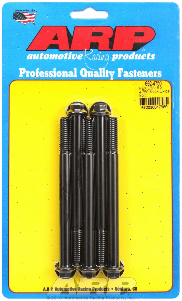 ARP 652-4750 3/8-16 X 4.750 hex black oxide bolts