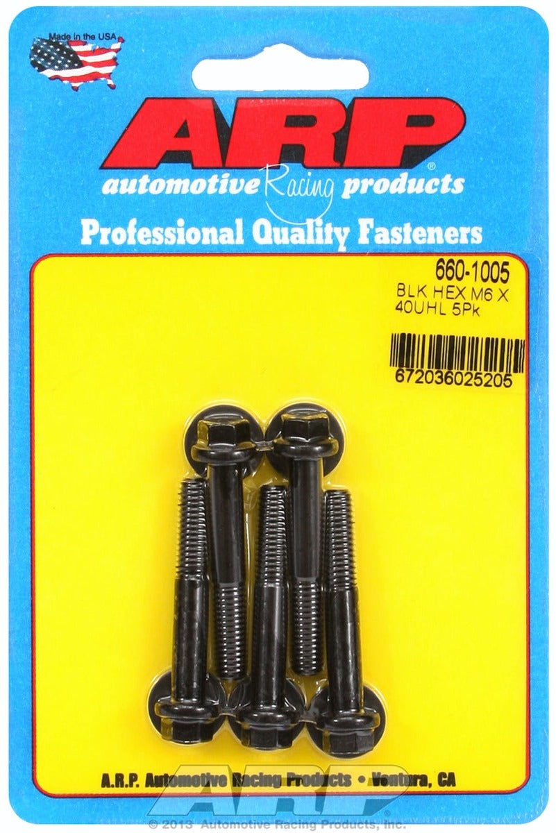 ARP 660-1005 M6 x 1.00 x 40 hex black oxide bolts