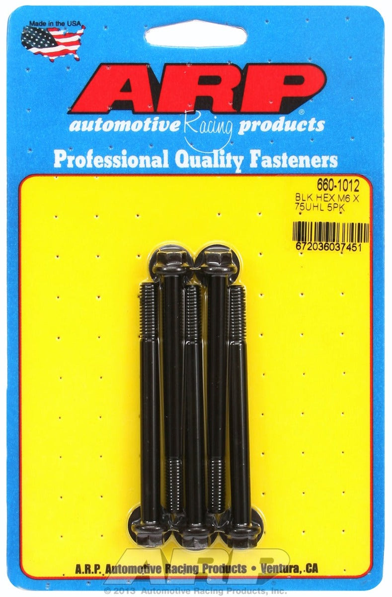 ARP 660-1012 M6 x 1.00 x 75 hex black oxide bolts