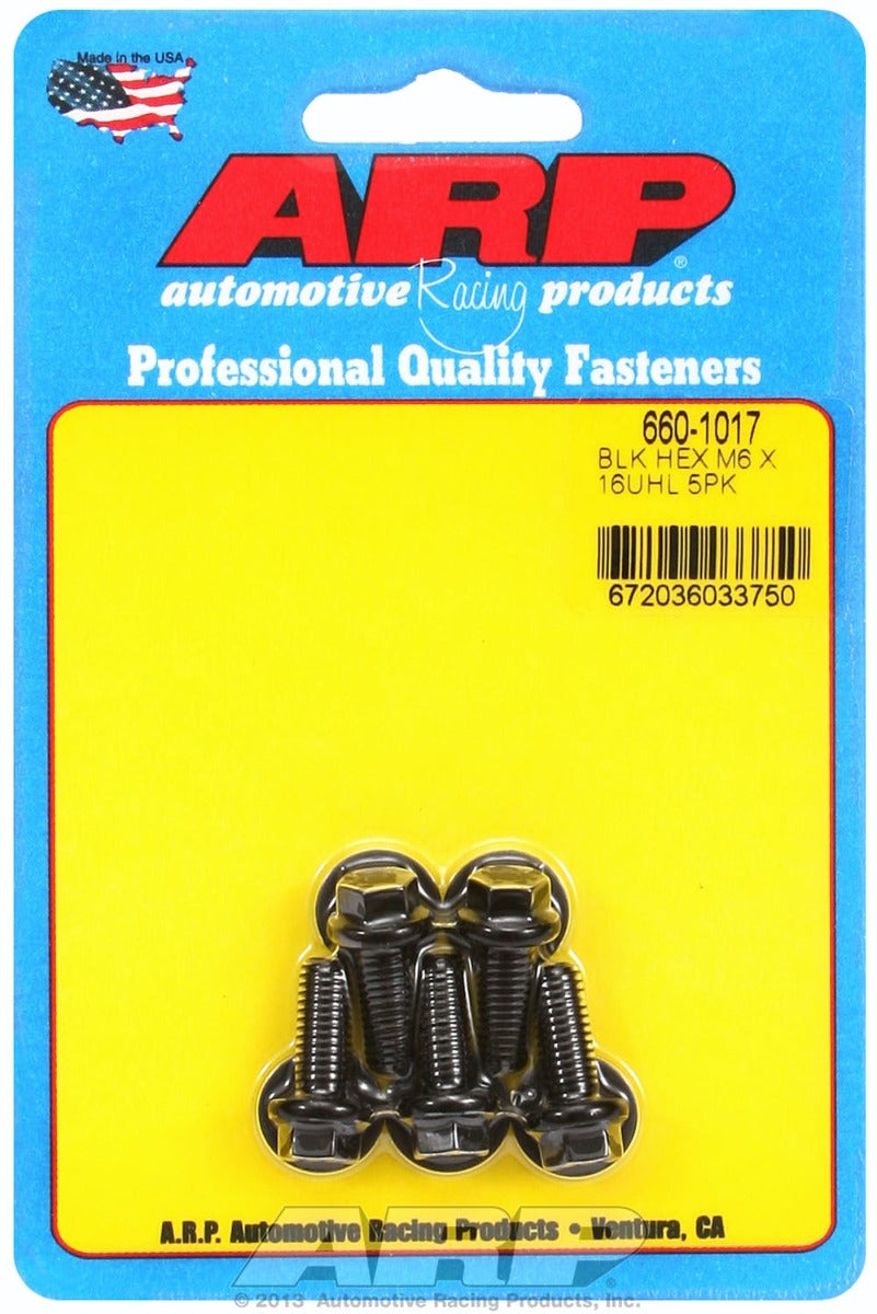 ARP 660-1017 M6 x 1.00 x 16 hex black oxide bolts