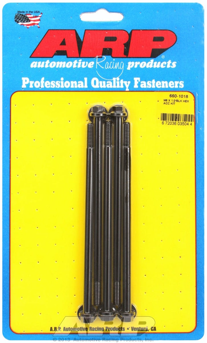 ARP 660-1018 Metric Thread M6 x 1.00 x 135 Hex Black Oxide Bolts 5-Pack