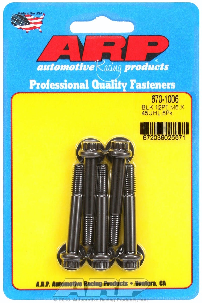 ARP 670-1006 M6 x 1.00 x 45 12pt black oxide bolts