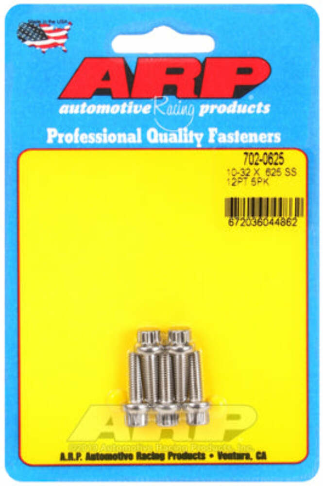 ARP 702-0625 10-32 x .625 12pt SS bolts