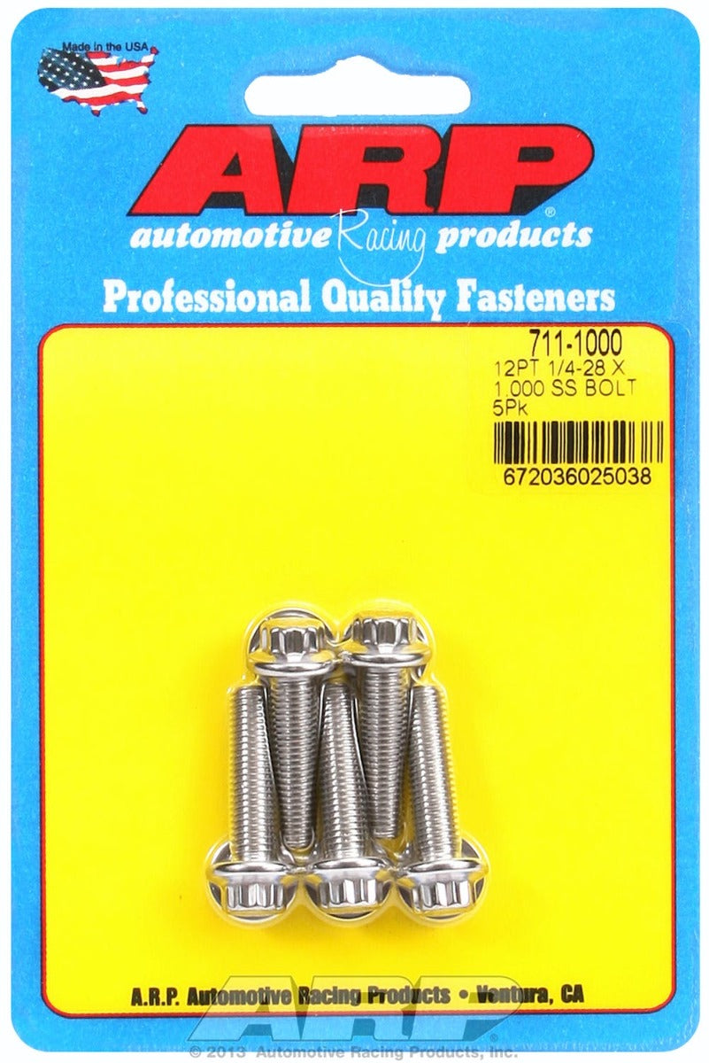 ARP 711-1000 1/4-28 x 1.000 12pt SS bolts
