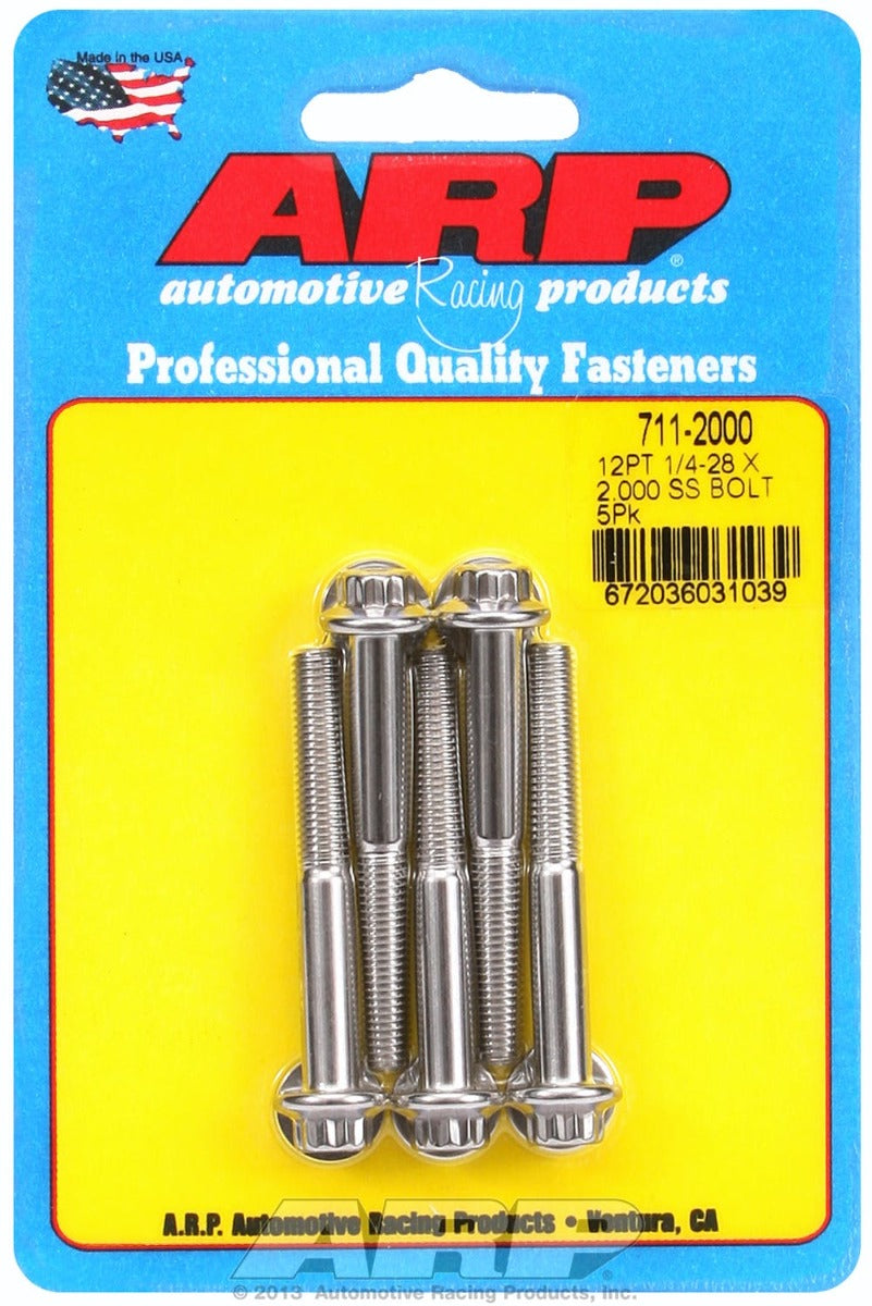 ARP 711-2000 1/4-28 x 2.000 12pt SS bolts