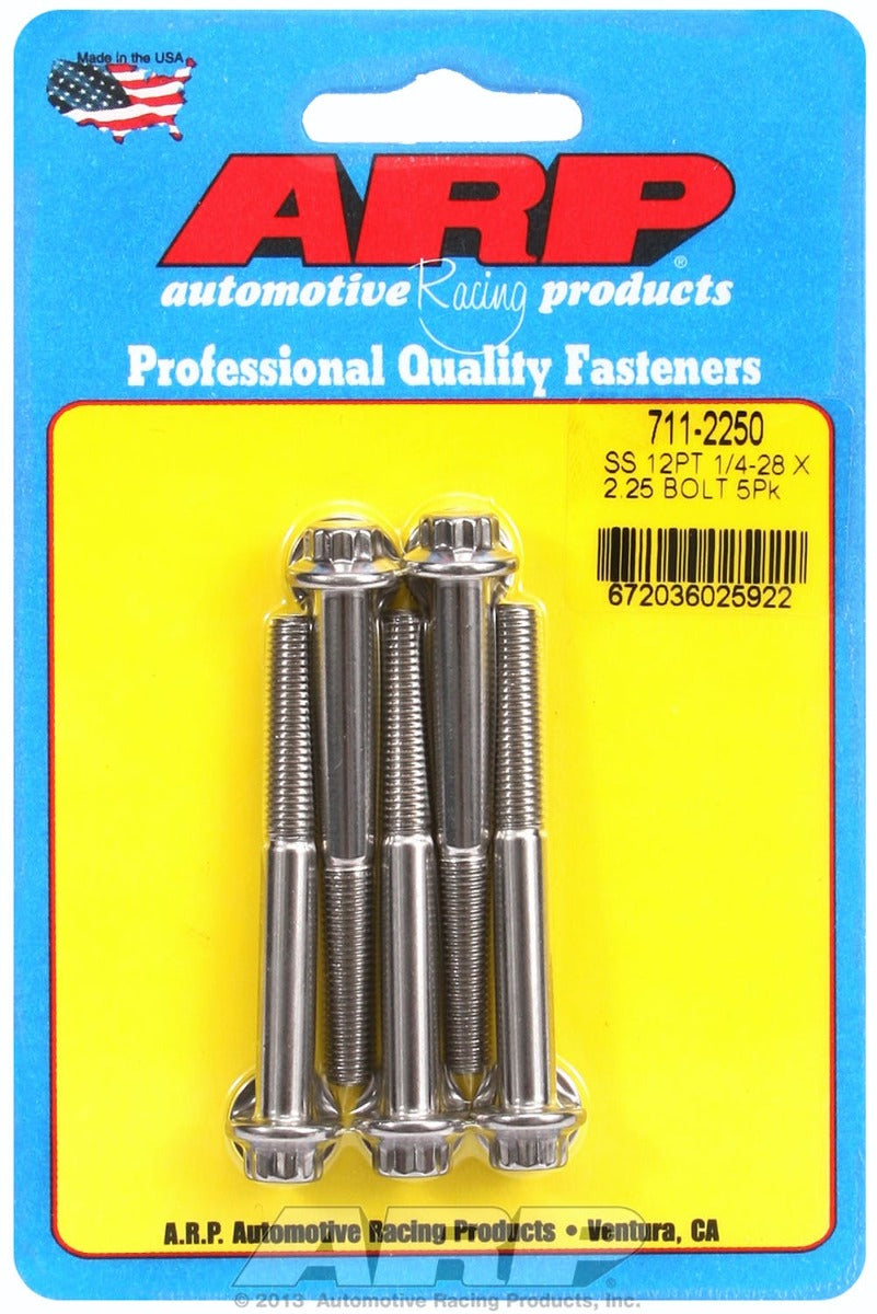 ARP 711-2250 1/4-28 x 2.250 12pt SS bolts