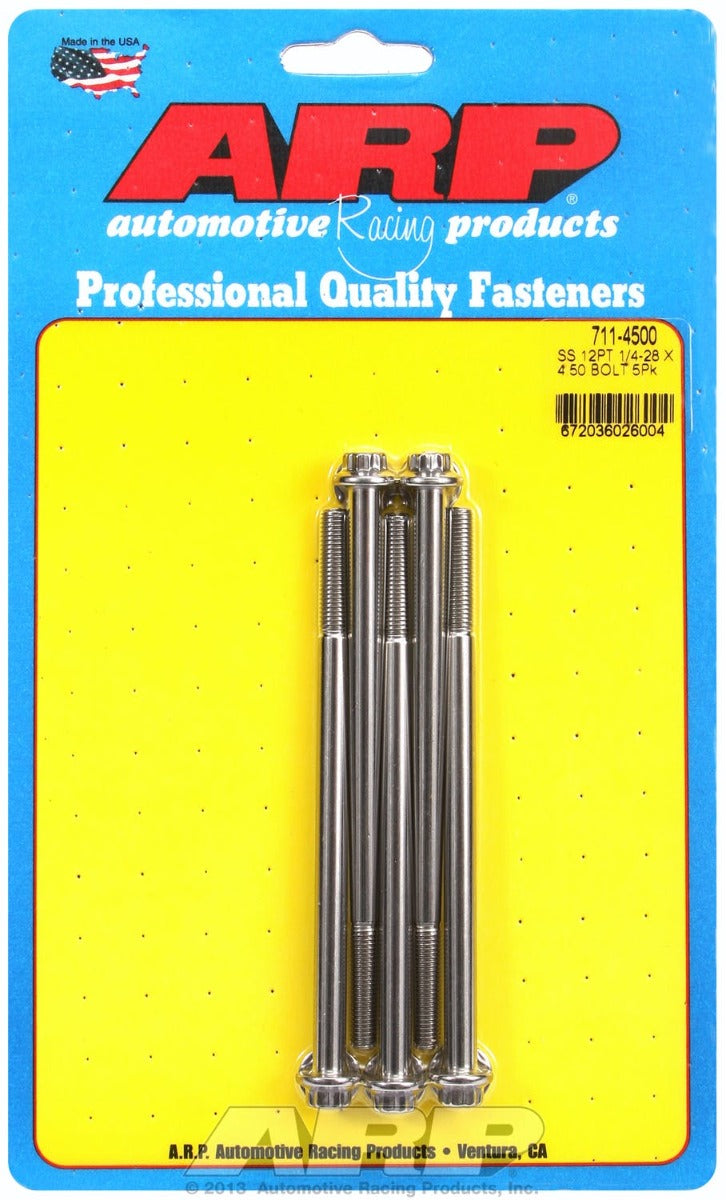 ARP 711-4500 1/4-28 x 4.500 12pt SS bolts