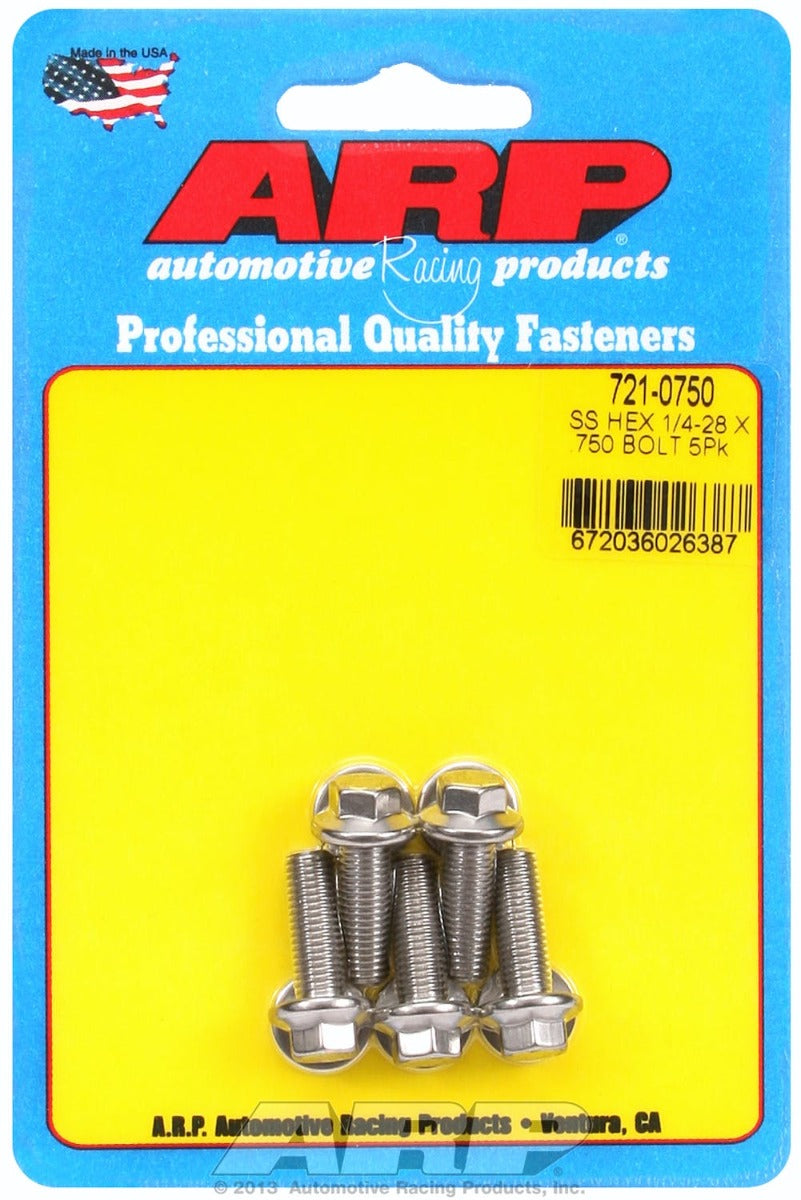ARP 721-0750 1/4-28 x .750 hex SS bolts
