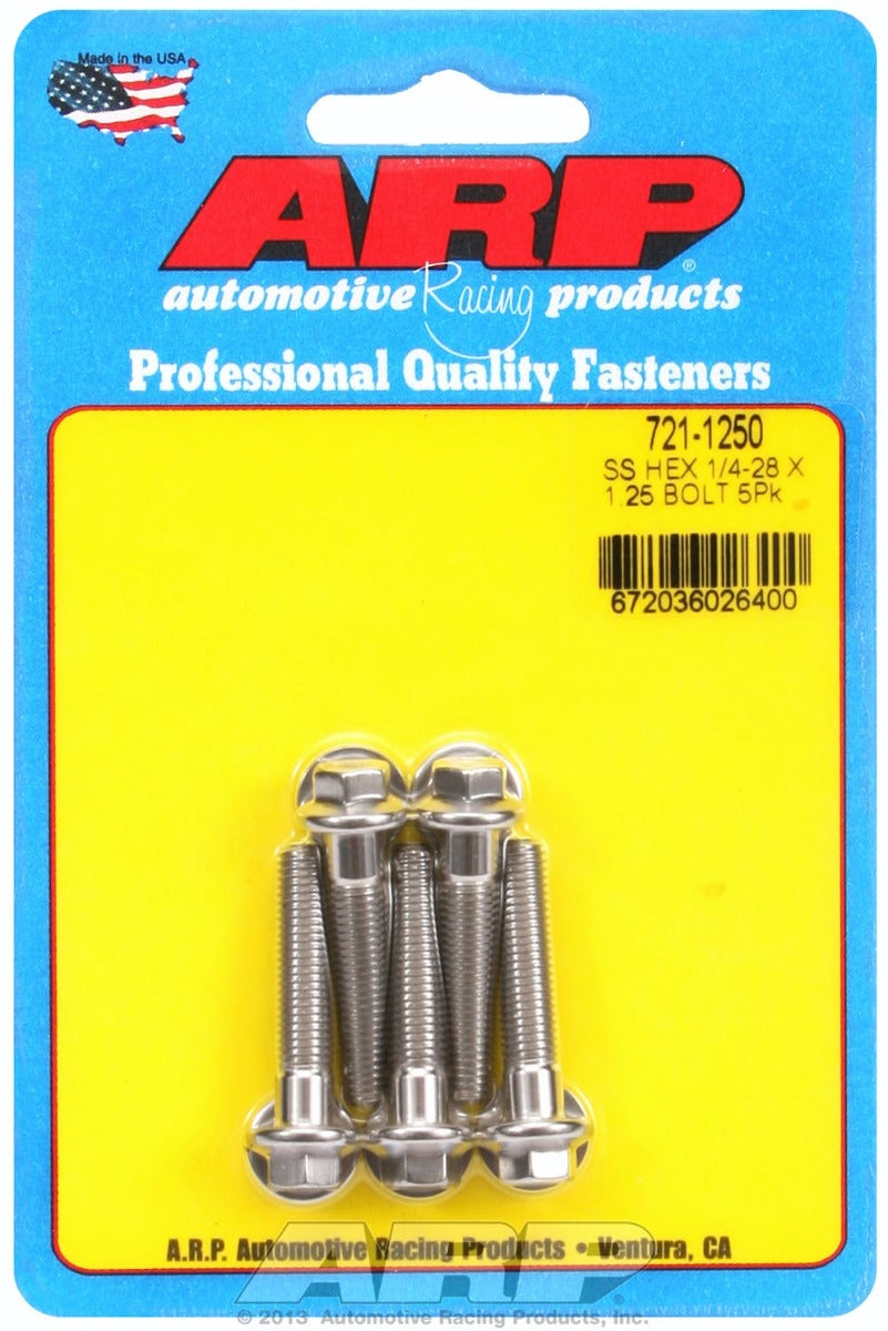 ARP 721-1250 1/4-28 x 1.250 hex SS bolts