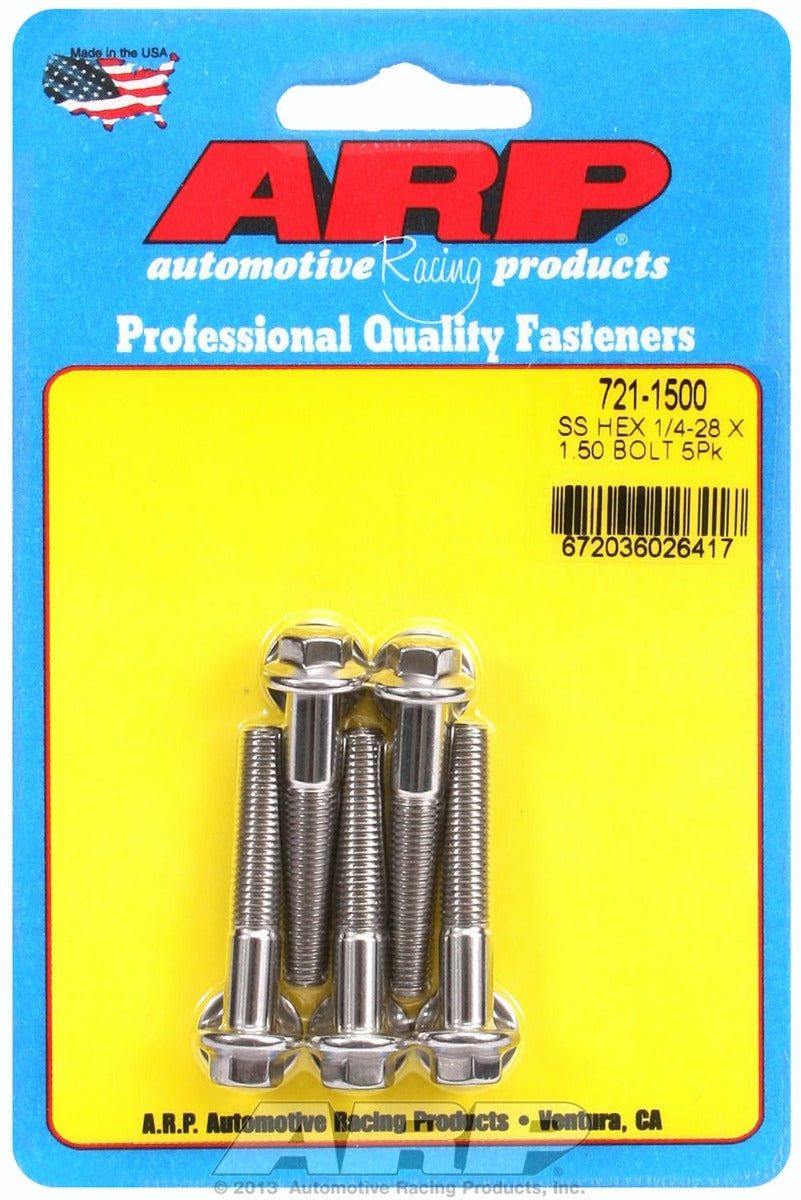 ARP 721-1500 1/4-28 x 1.500 hex SS bolts