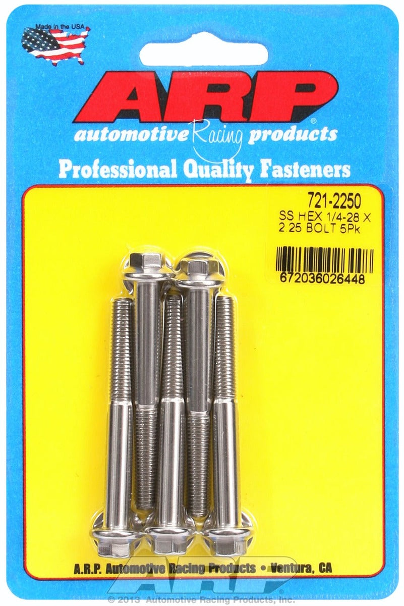 ARP 721-2250 1/4-28 x 2.250 hex SS bolts