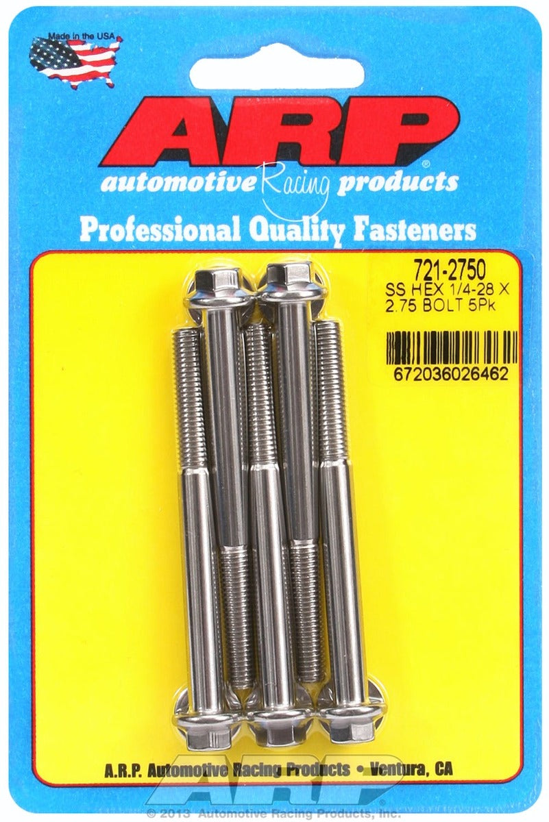 ARP 721-2750 1/4-28 x 2.750 hex SS bolts