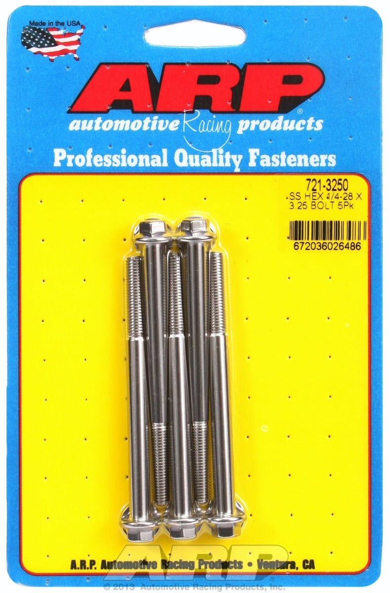 ARP 721-3250 1/4-28 x 3.250 hex SS bolts