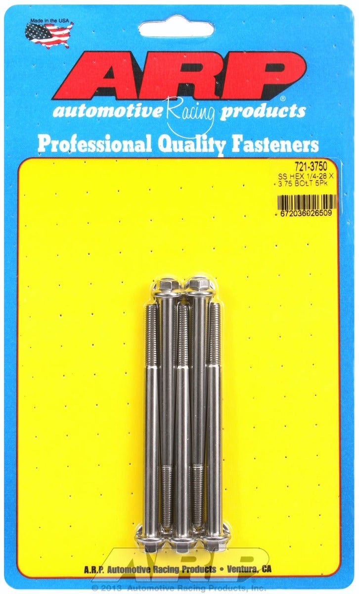 ARP 721-3750 1/4-28 x 3.750 hex SS bolts