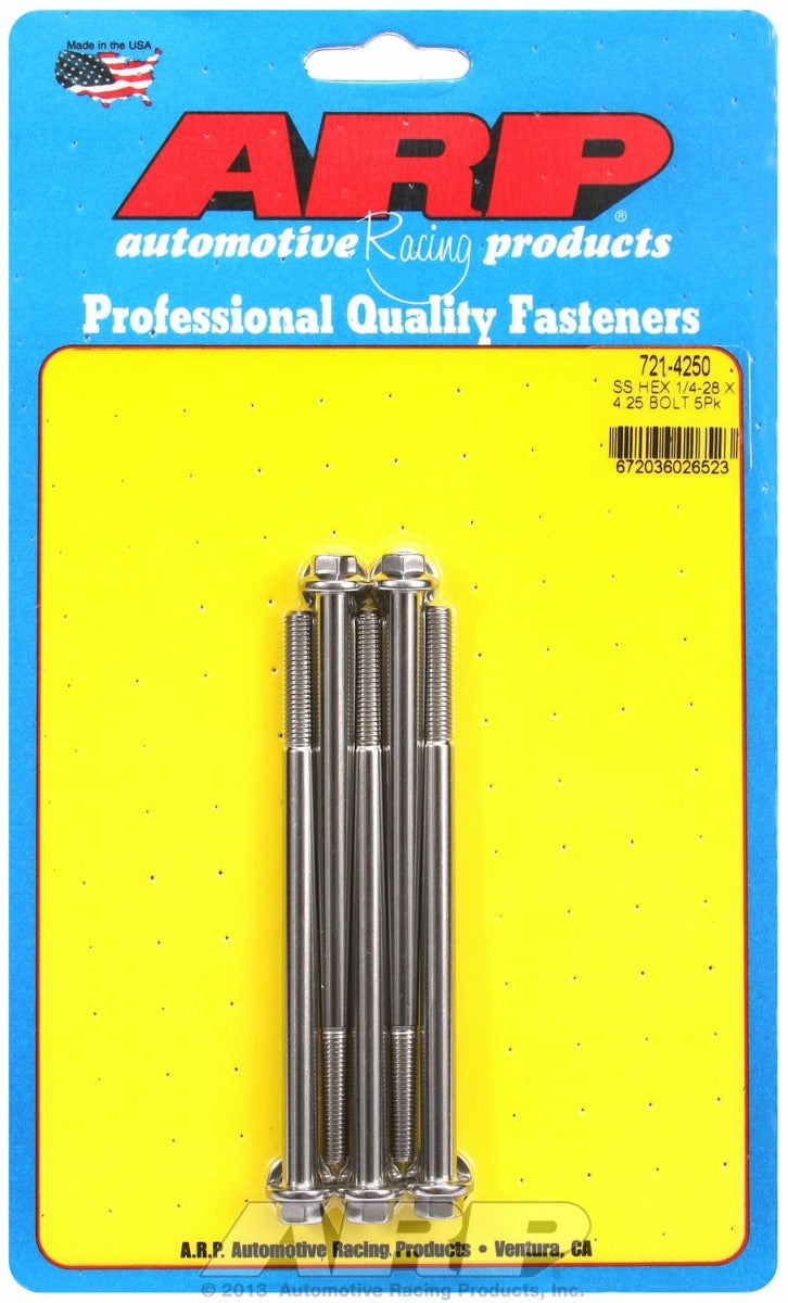 ARP 721-4250 1/4-28 x 4.250 hex SS bolts