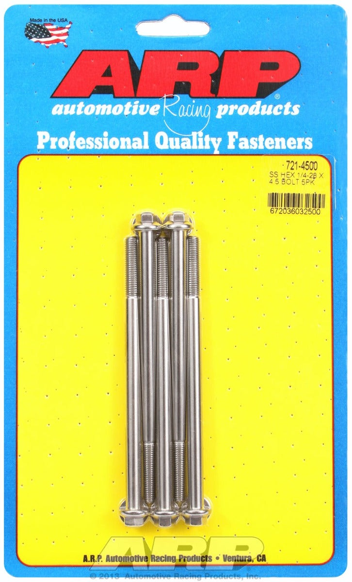 ARP 721-4500 1/4-28 x 4.500 hex SS bolts
