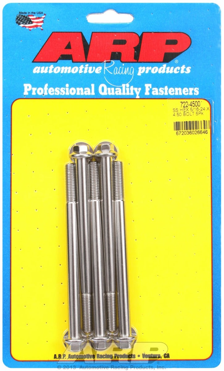 ARP 722-4500 5/16-24 x 4.500 hex SS bolts