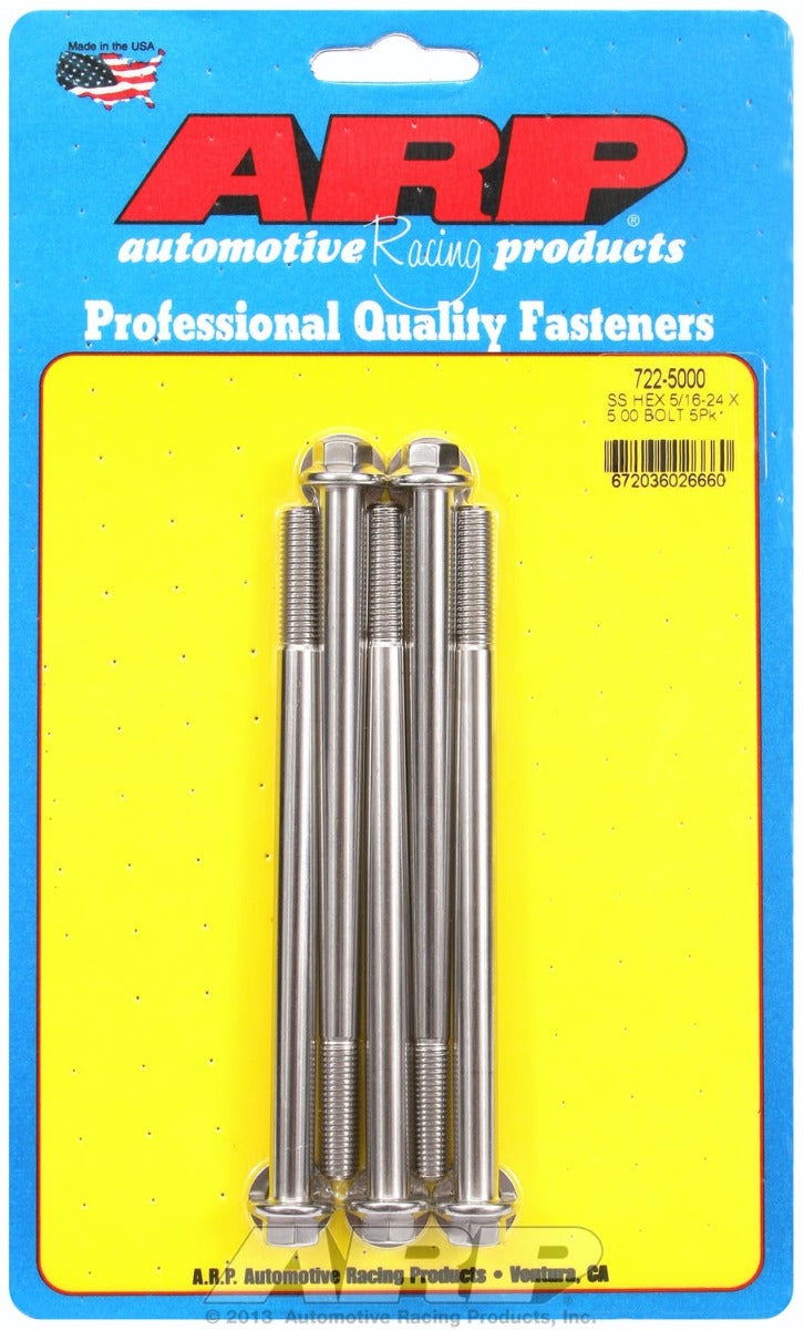 ARP 722-5000 5/16-24 x 5.000 hex SS bolts