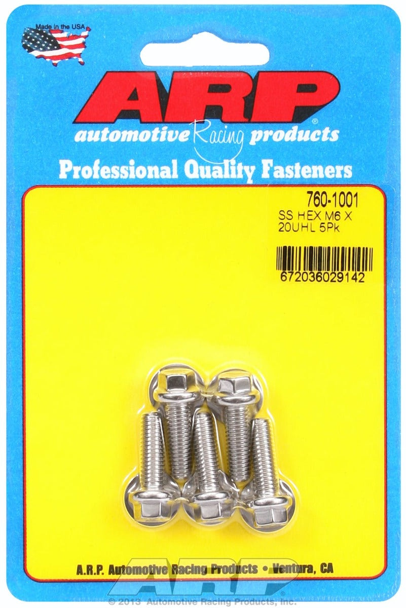 ARP 760-1001 M6 x 1.00 x 20 hex SS bolts