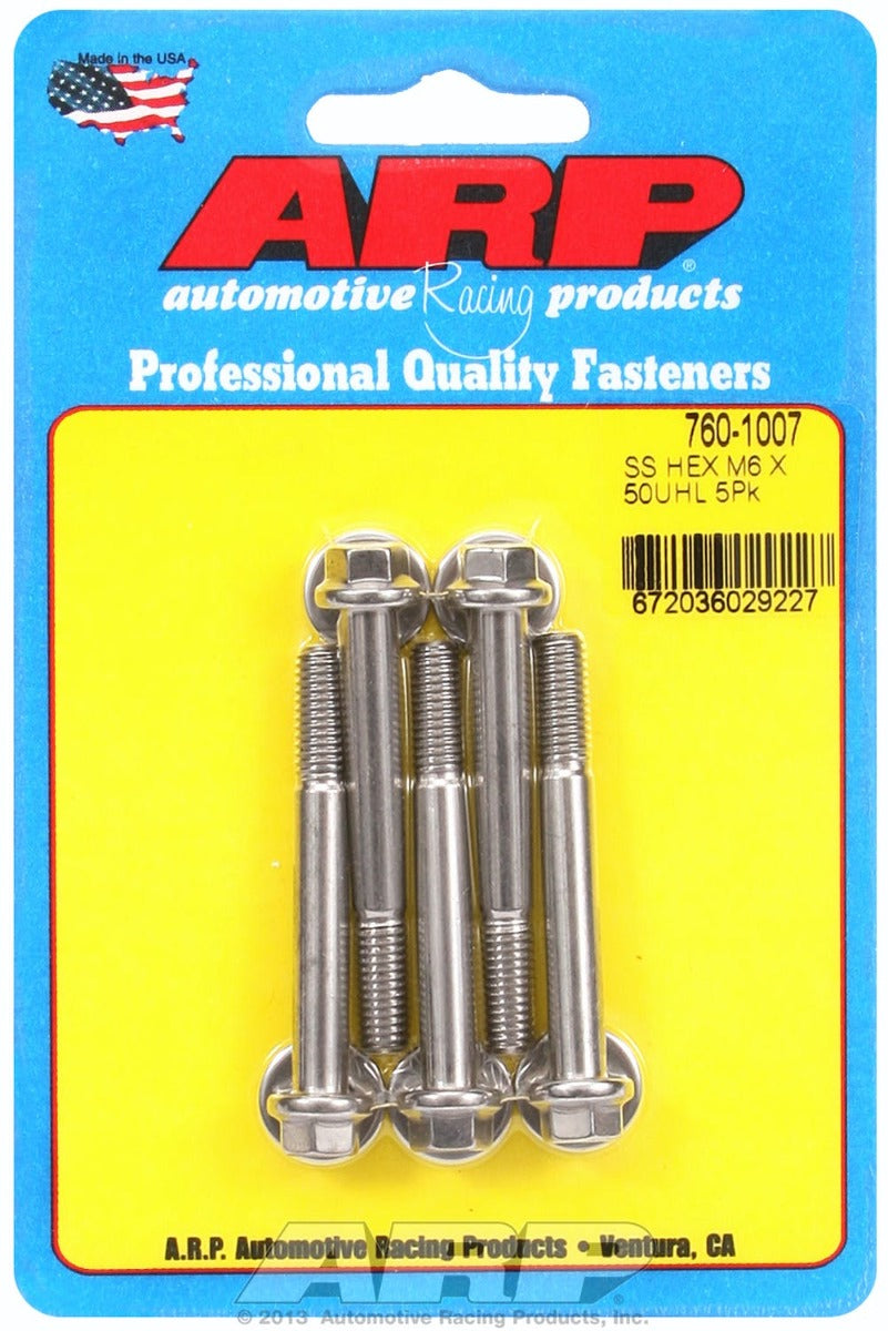 ARP 760-1007 M6 x 1.00 x 50 hex SS bolts