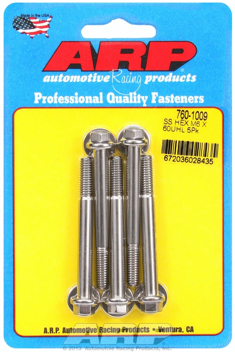 ARP 760-1009 M6 x 1.00 x 60  hex SS bolts