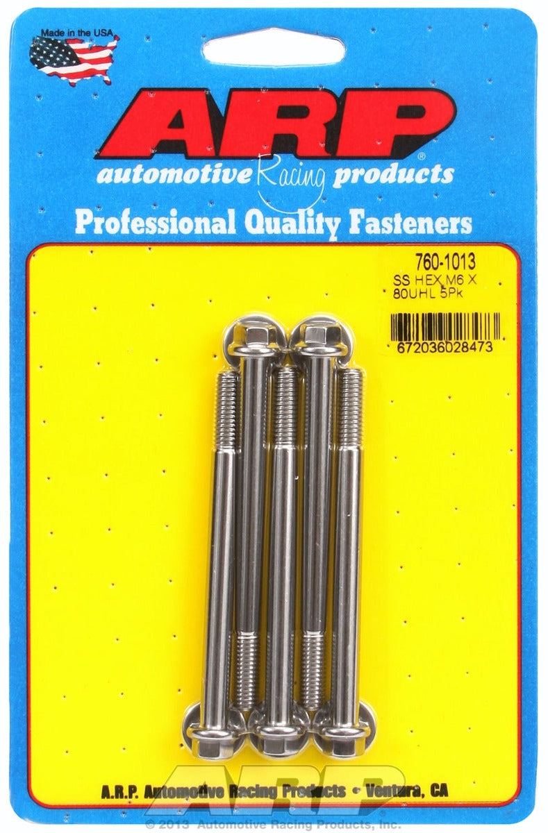 ARP 760-1013 M6 x 1.00 x 80 hex SS bolts